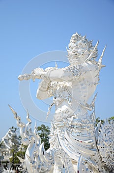 Statue of White Temple or Wat Rong Khun at Chiangrai, Thailand. photo